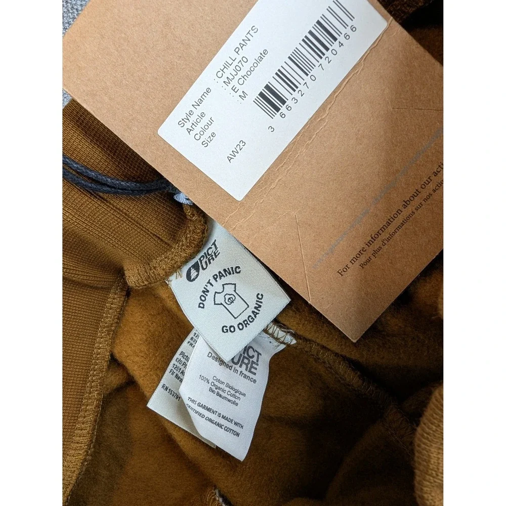 Picture Organic Clothing Sweatpants Mens M Brown Logo Chill Pants Fleece Joggers